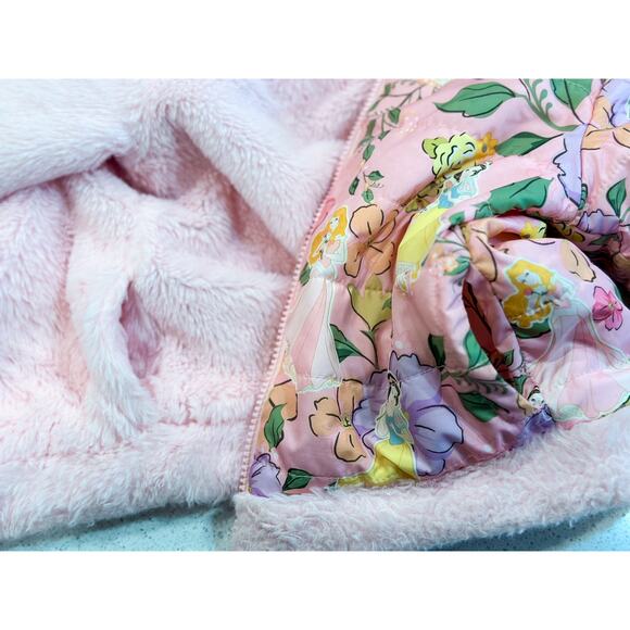 Disney Princess Reversible Toddler Jacket 2T Pink Floral Plush - Picture 4 of 5